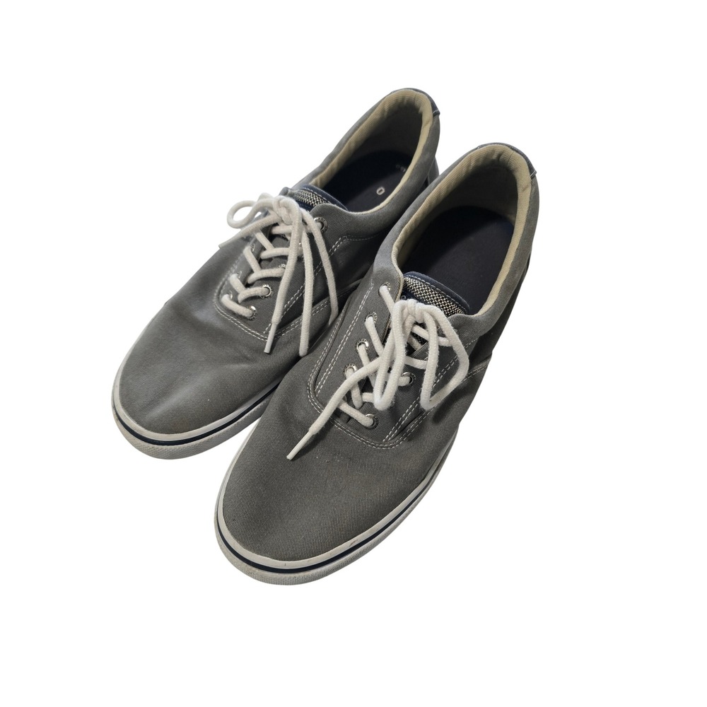 Sperry Top-Sider Mens Striper II CVO Grey Canvas Sneakers Size 11.5 Low Tops EUC